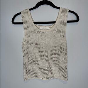 Lauren Conrad Elegant Cream Sleeveless Sparkly Top